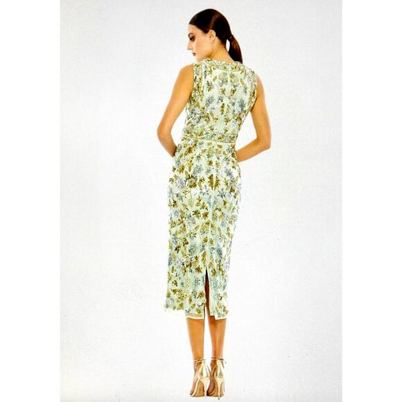 Mac Duggal Embellished High Neck Sleeveless Sheath Midi Dress Sage 14 - Picture 2 of 8